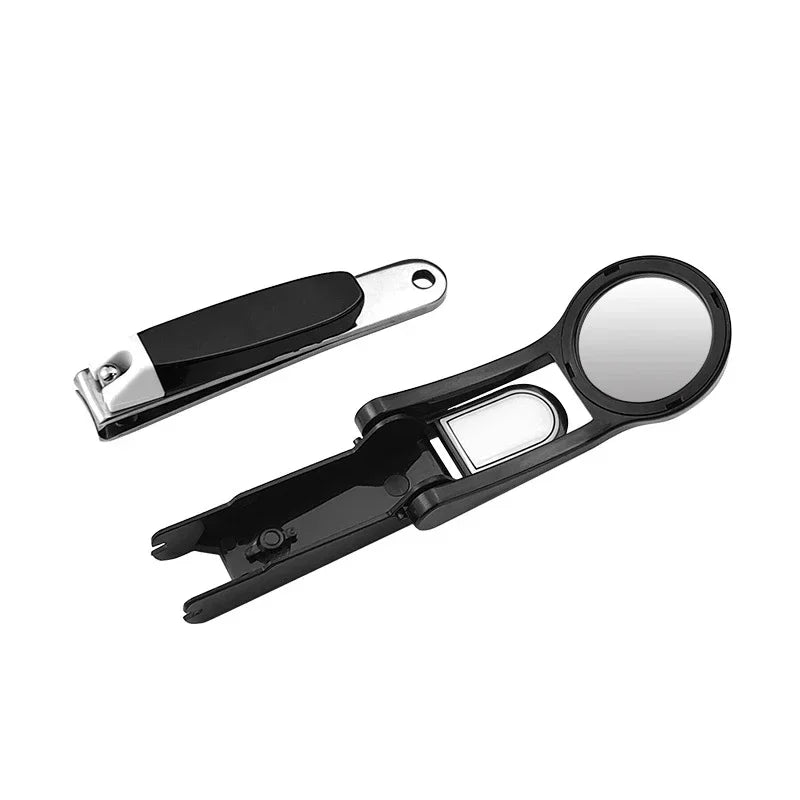 Stainless Steel Nail Clipper with Magnifying Glass - Practical Anti-Splash Beauty Tool