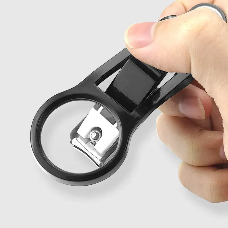 Stainless Steel Nail Clipper with Magnifying Glass - Practical Anti-Splash Beauty Tool
